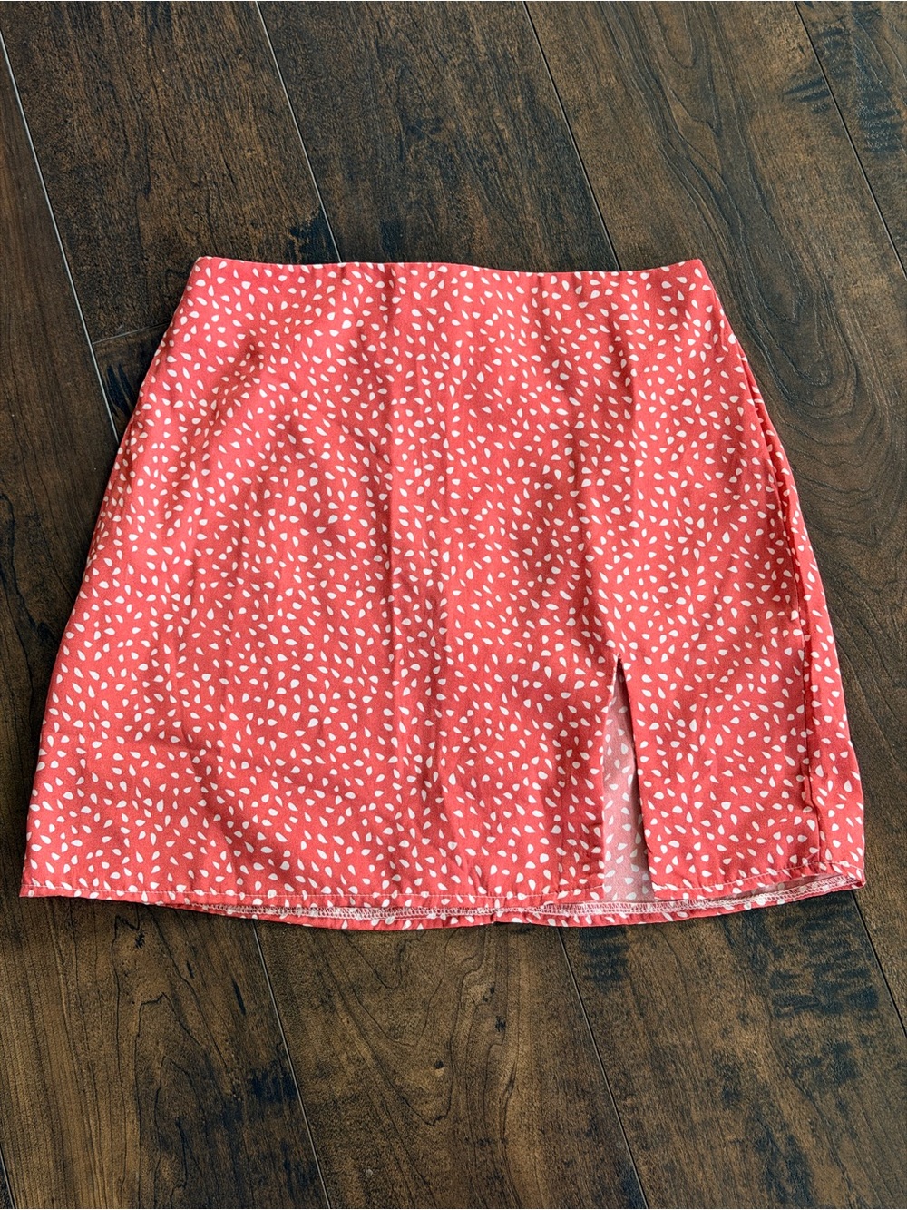 Dark Coral Teardrop Print Mini Skirt